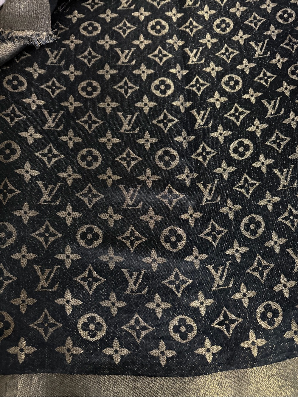 Louis Vuitton Dark Navy Blue /Gold Monogram Classic Shawl.